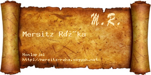 Mersitz Réka névjegykártya
